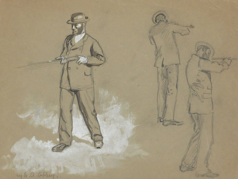 Three Sketches Of A Man With A Gun by Edwin Austin Abbey