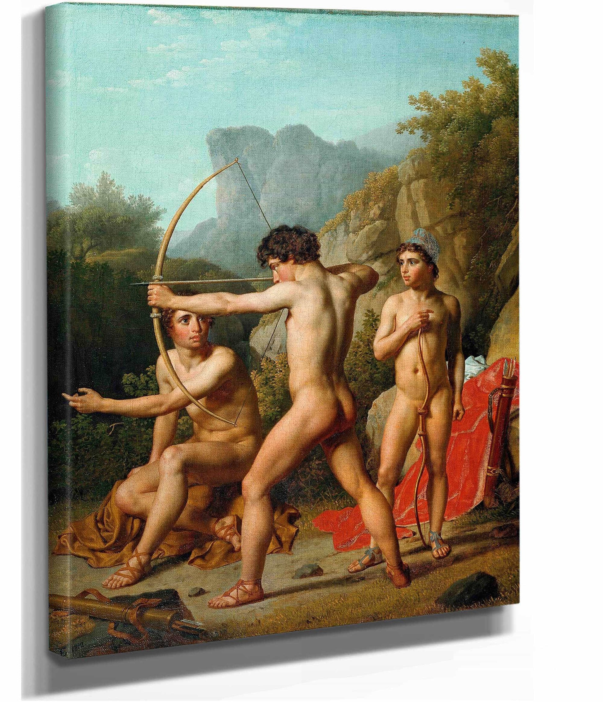 Three Spartan Boys Practising Archery by Christoffer Wilhelm Eckersberg