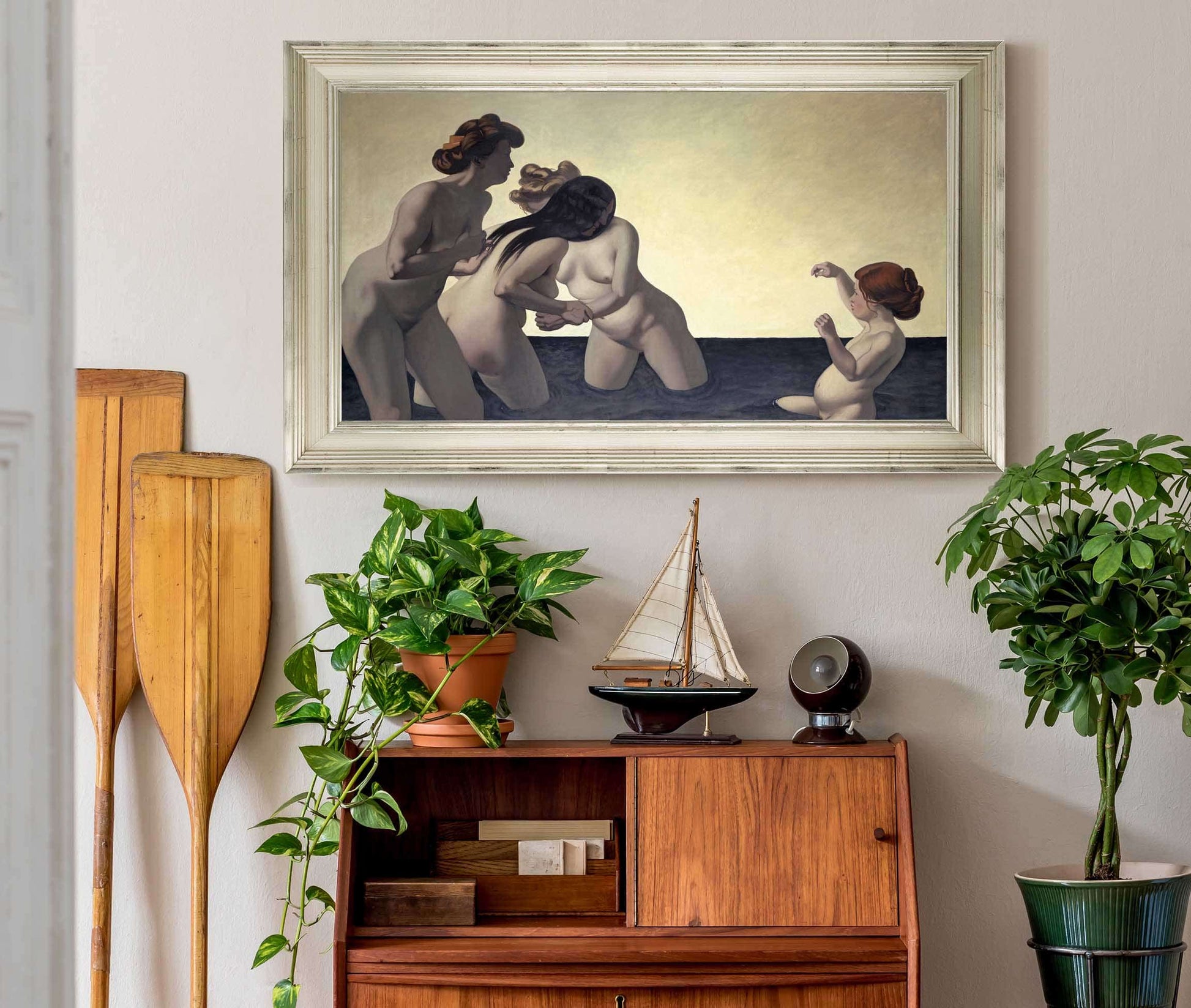 Three Women And One Little Girl Playing In The Water by Felix Vallotton
