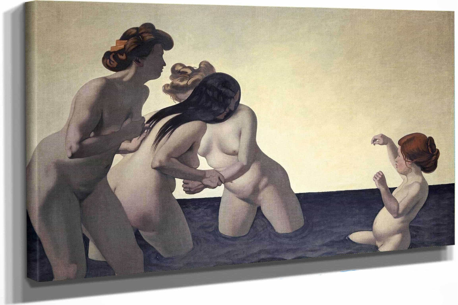 Three Women And One Little Girl Playing In The Water by Felix Vallotton