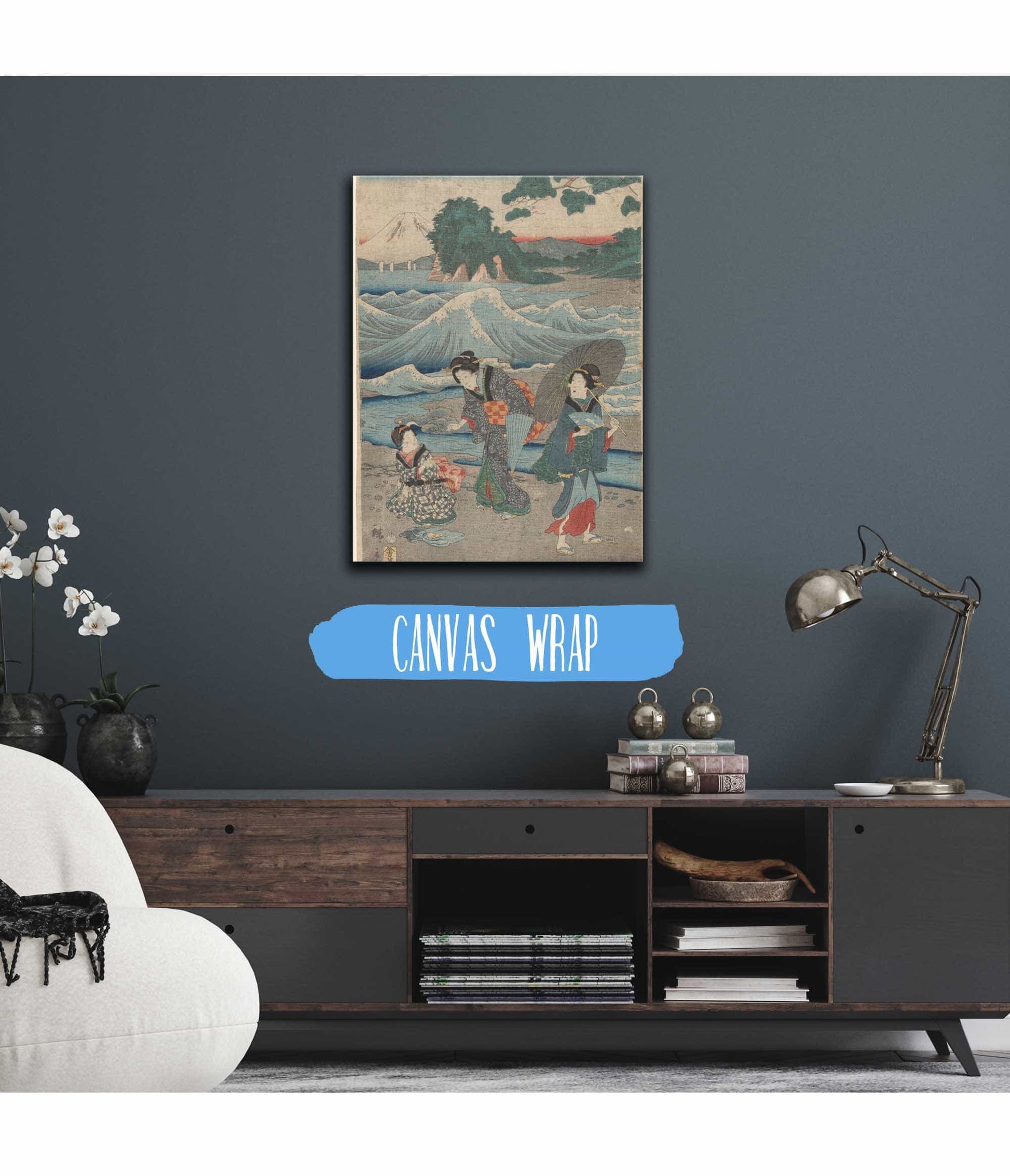 Three Women And Waves by Ando Hiroshige