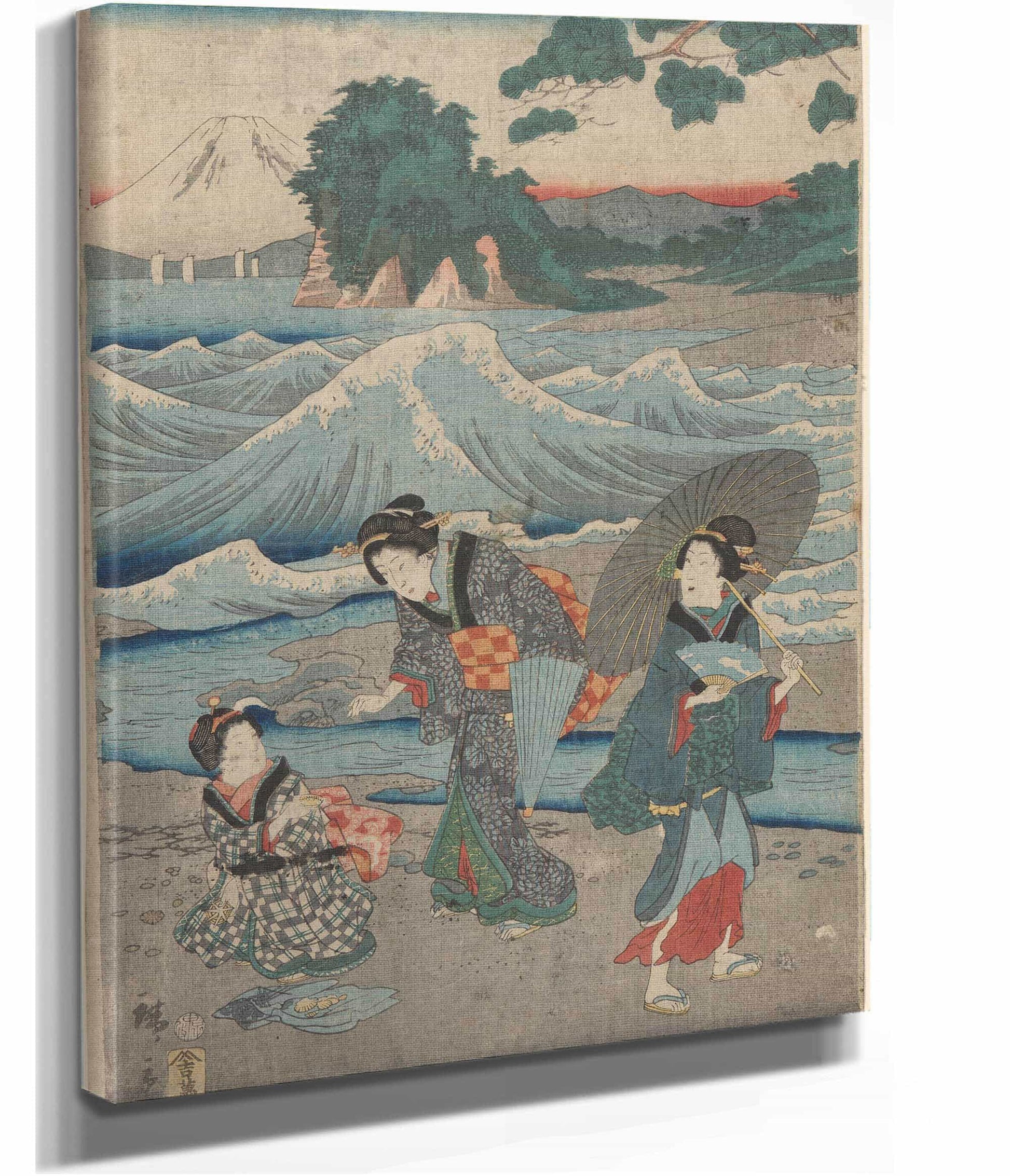 Three Women And Waves by Ando Hiroshige