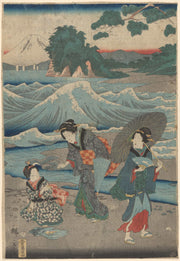 Three Women And Waves by Ando Hiroshige