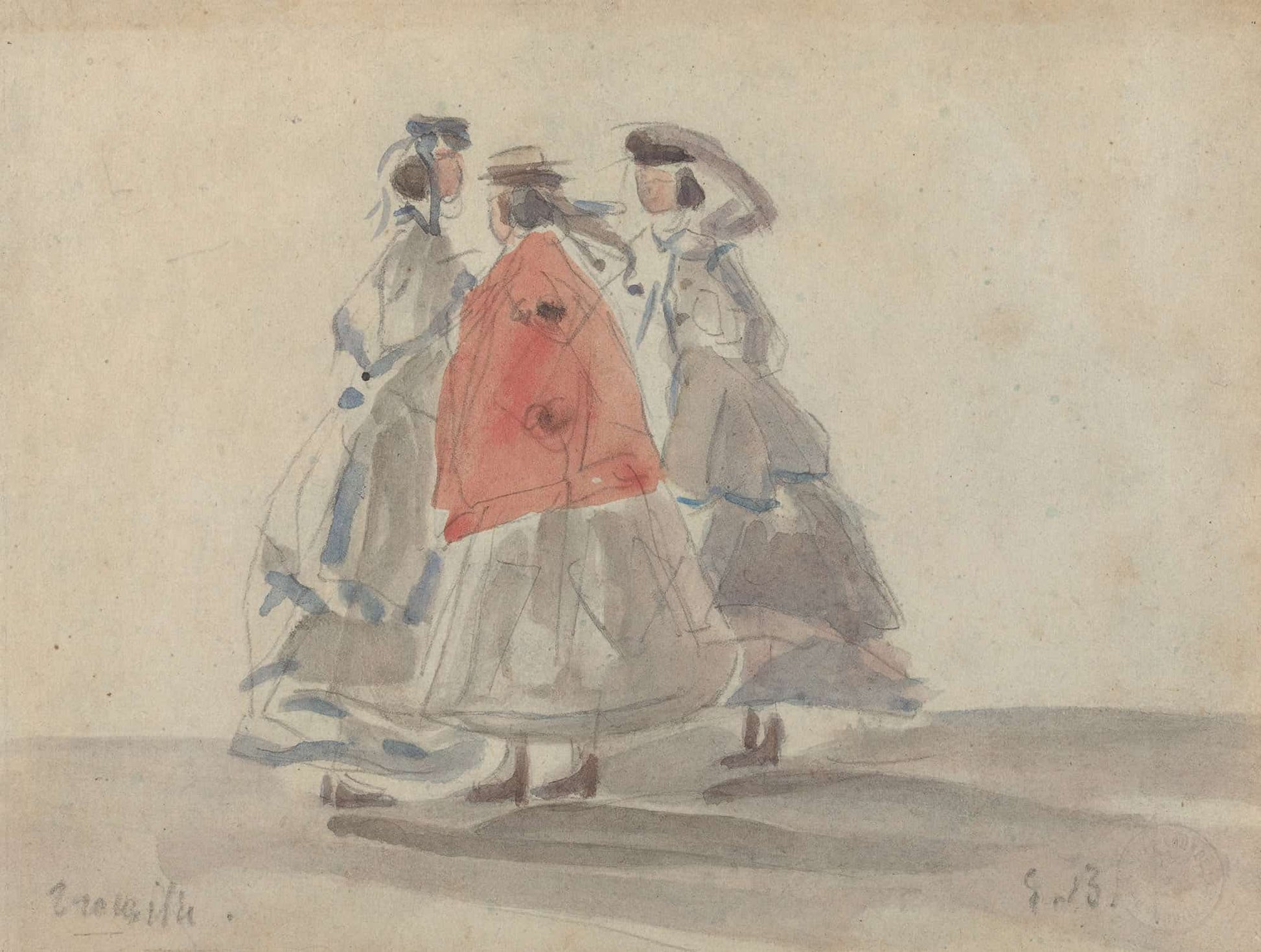 Three Women At Trouville by Eugene Boudin