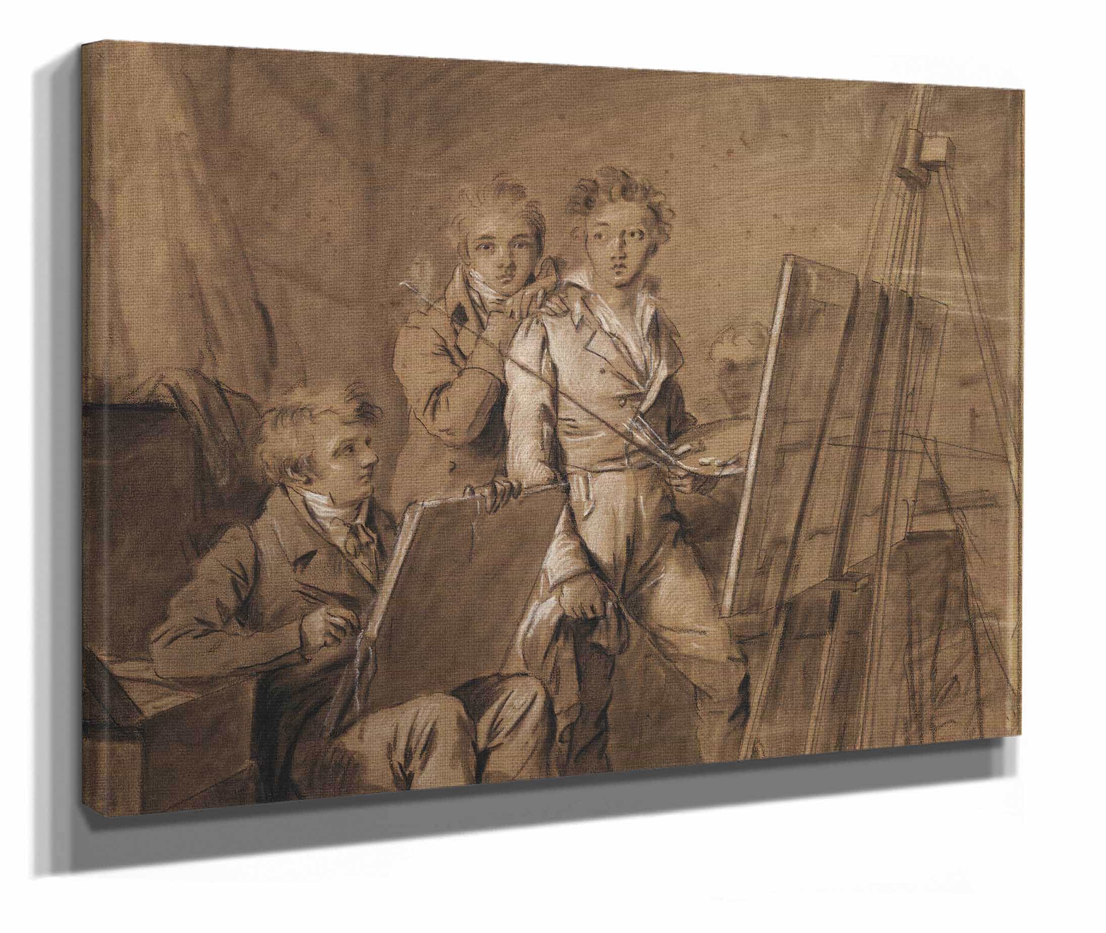 Three Young Artists In A Studio by Louis Leopold Boilly