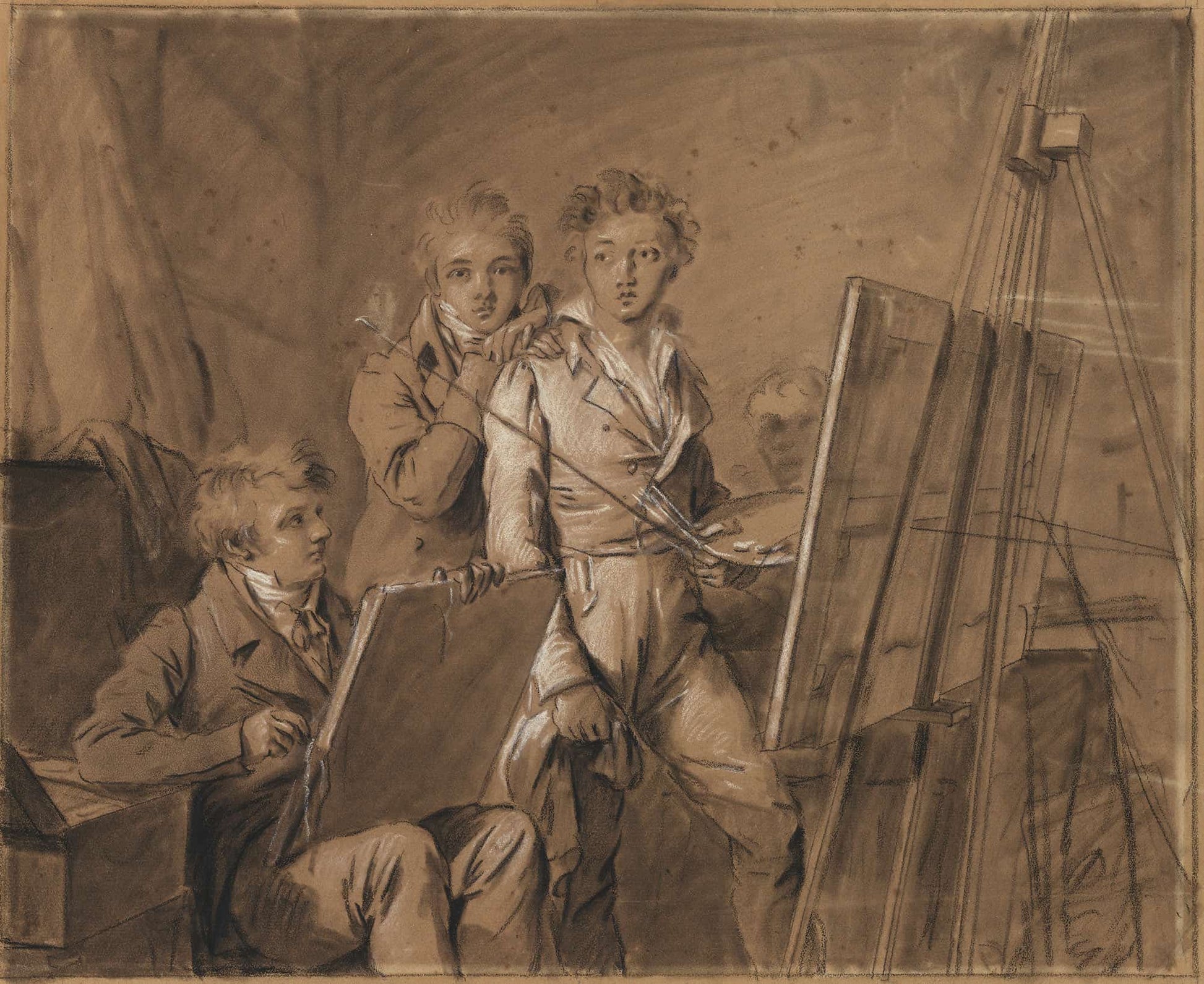 Three Young Artists In A Studio by Louis Leopold Boilly