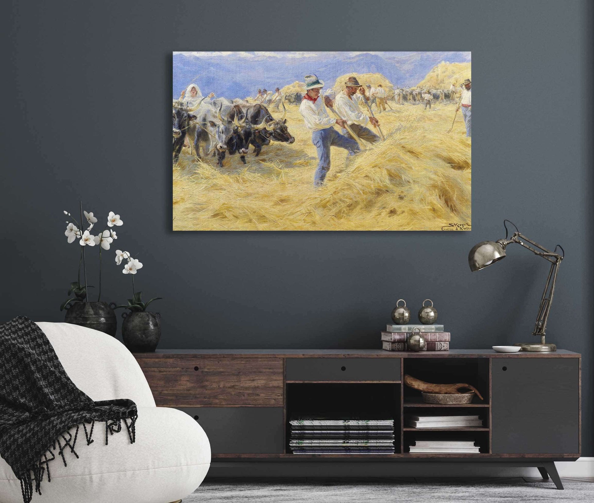 Threshing In The Abruzzi Civita Dantino by Peder Severin Kroyer
