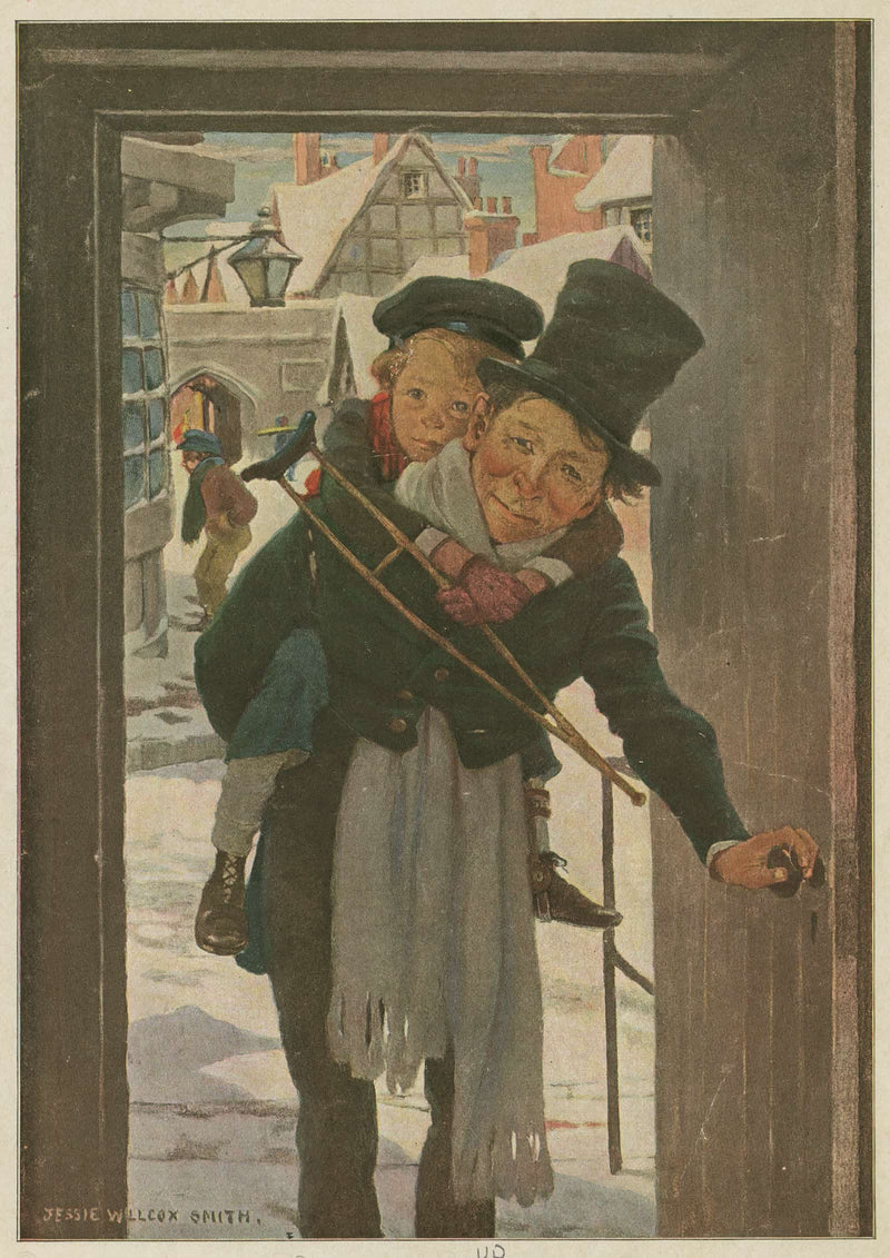 Tiny Tim And Bob Cratchit On Christmas Day by Jessie Willcox Smith