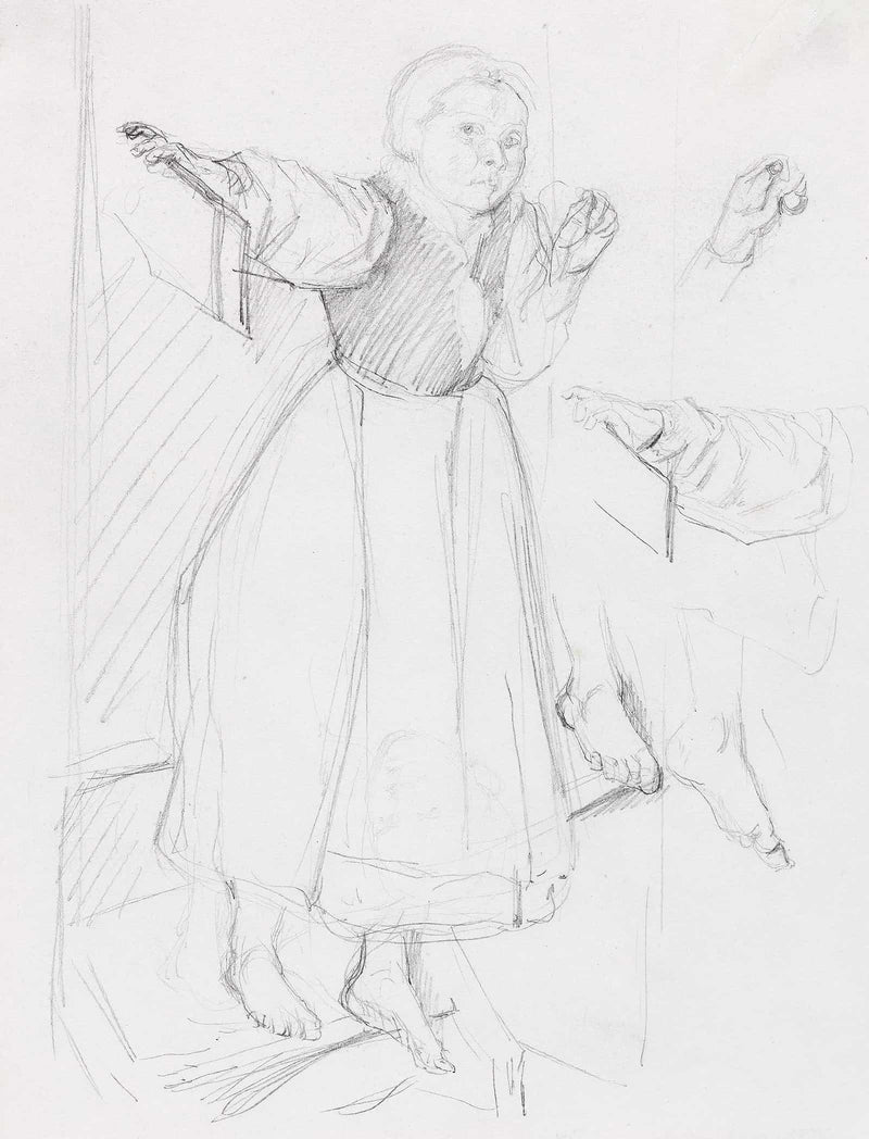 Tiroler Madchen Auf Einer Stufe Stehend by Max Liebermann