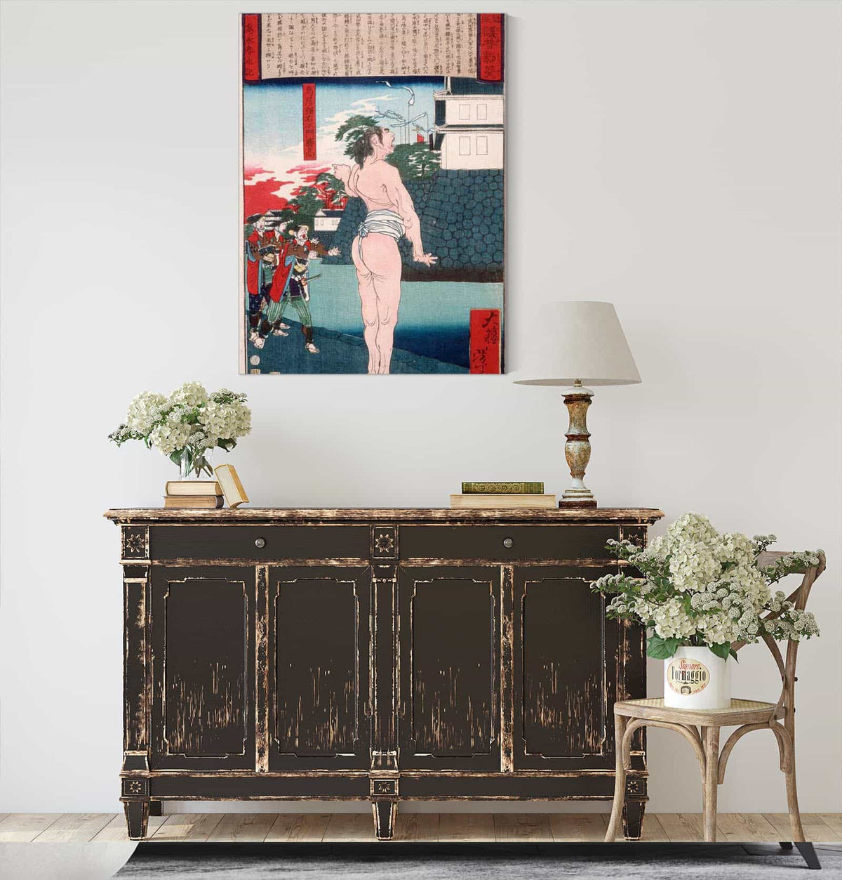 Torii Suneemon Katsutaka Standing By A Moat by Tsukioka Yoshitoshi