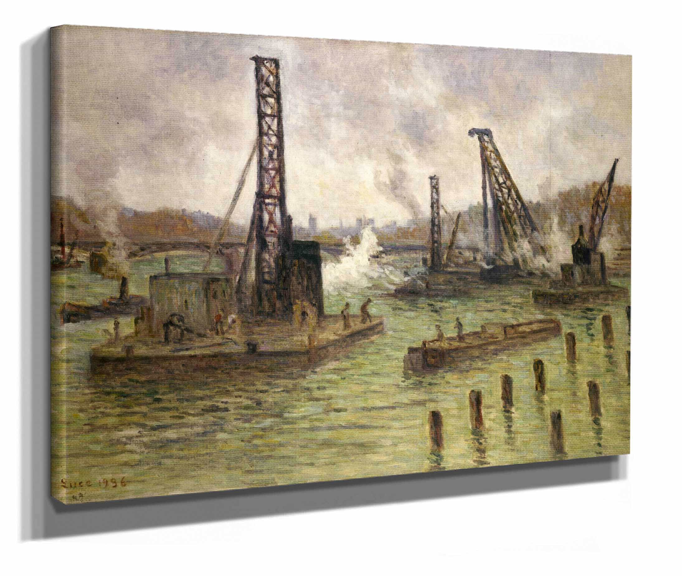 Travaux Sur La Seine Au Pont Des Saints Peres by Maximilien Luce
