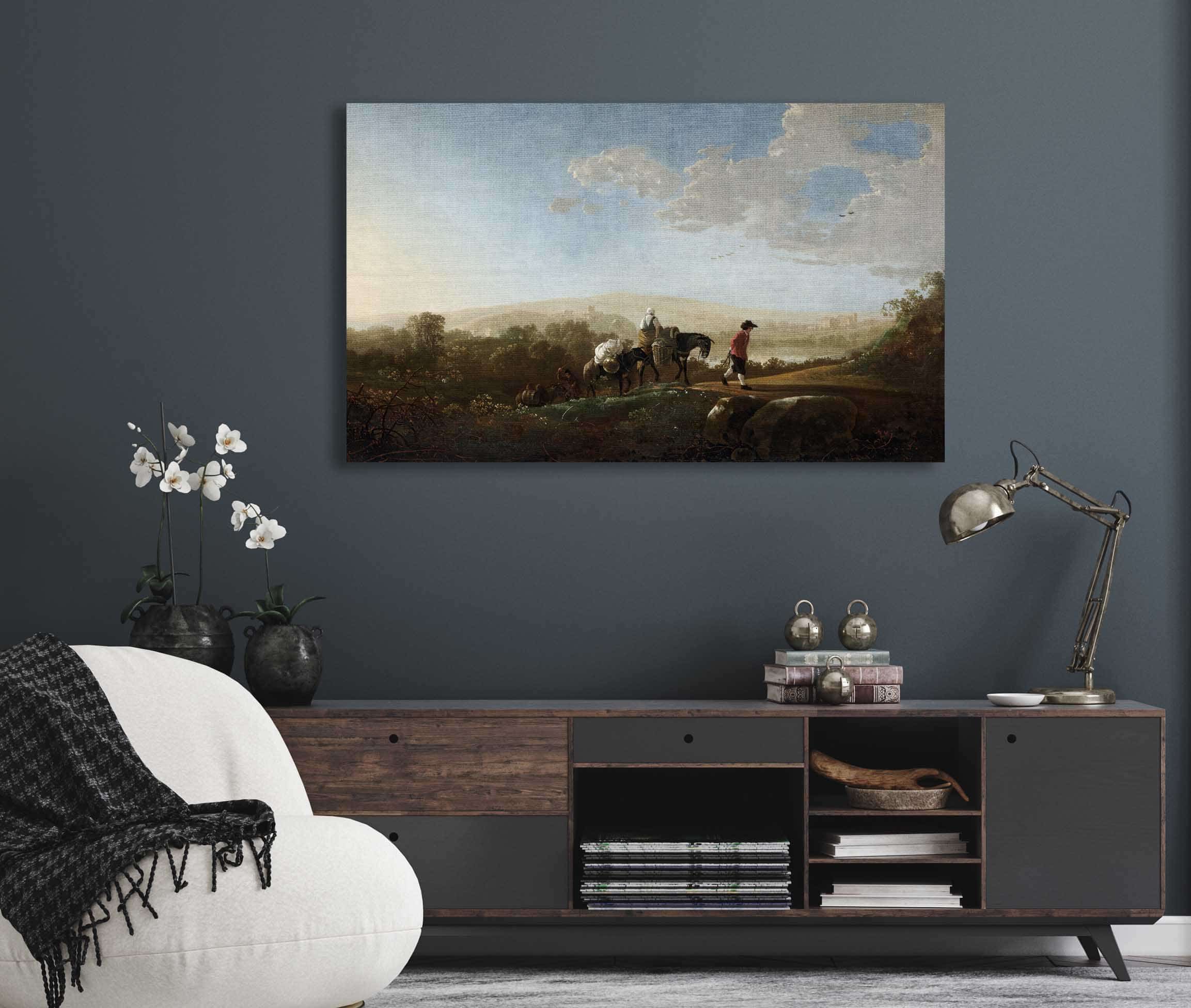 Travelers In Hilly Countryside By Aelbert Cuyp