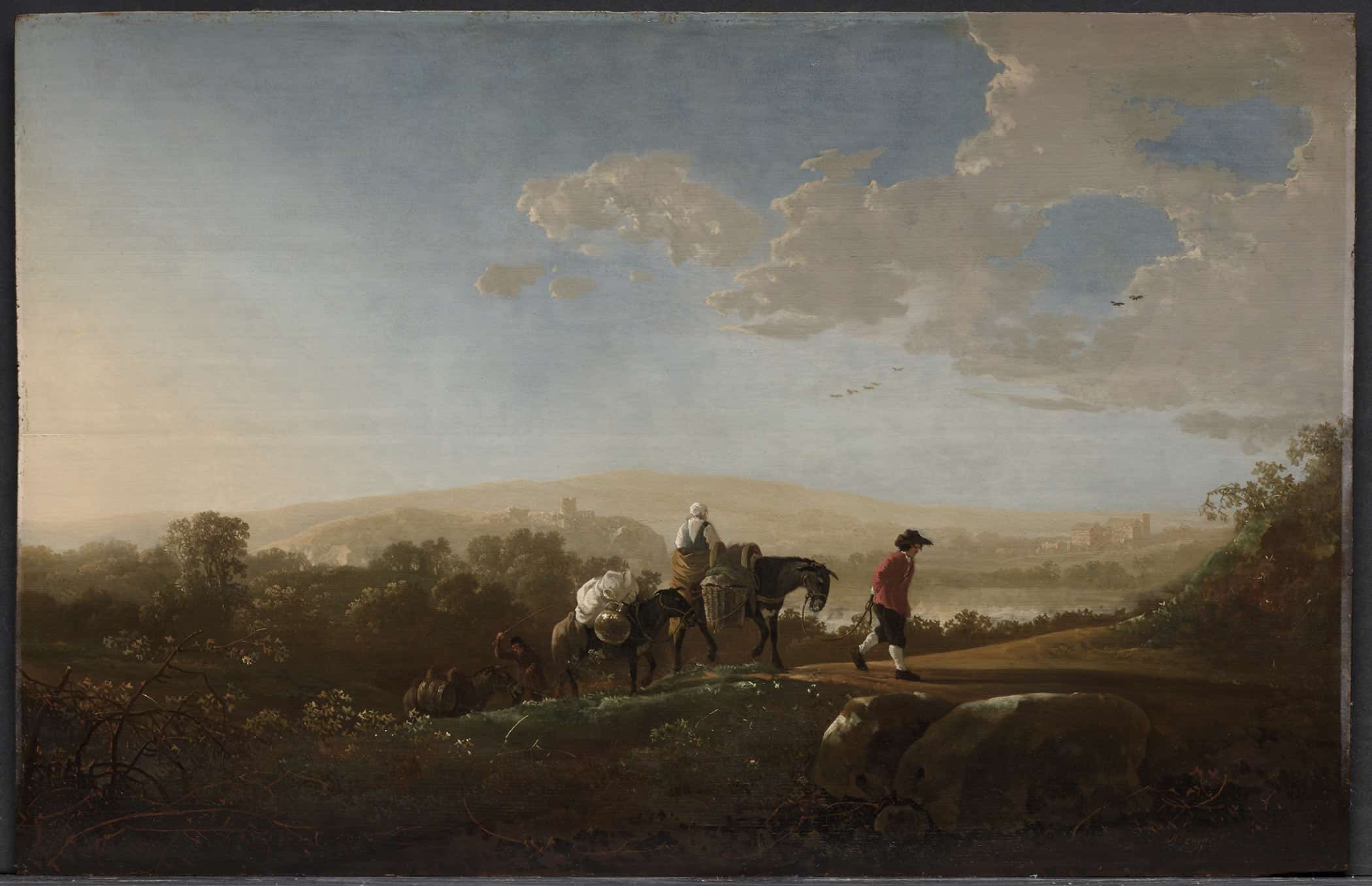 Travelers In Hilly Countryside By Aelbert Cuyp