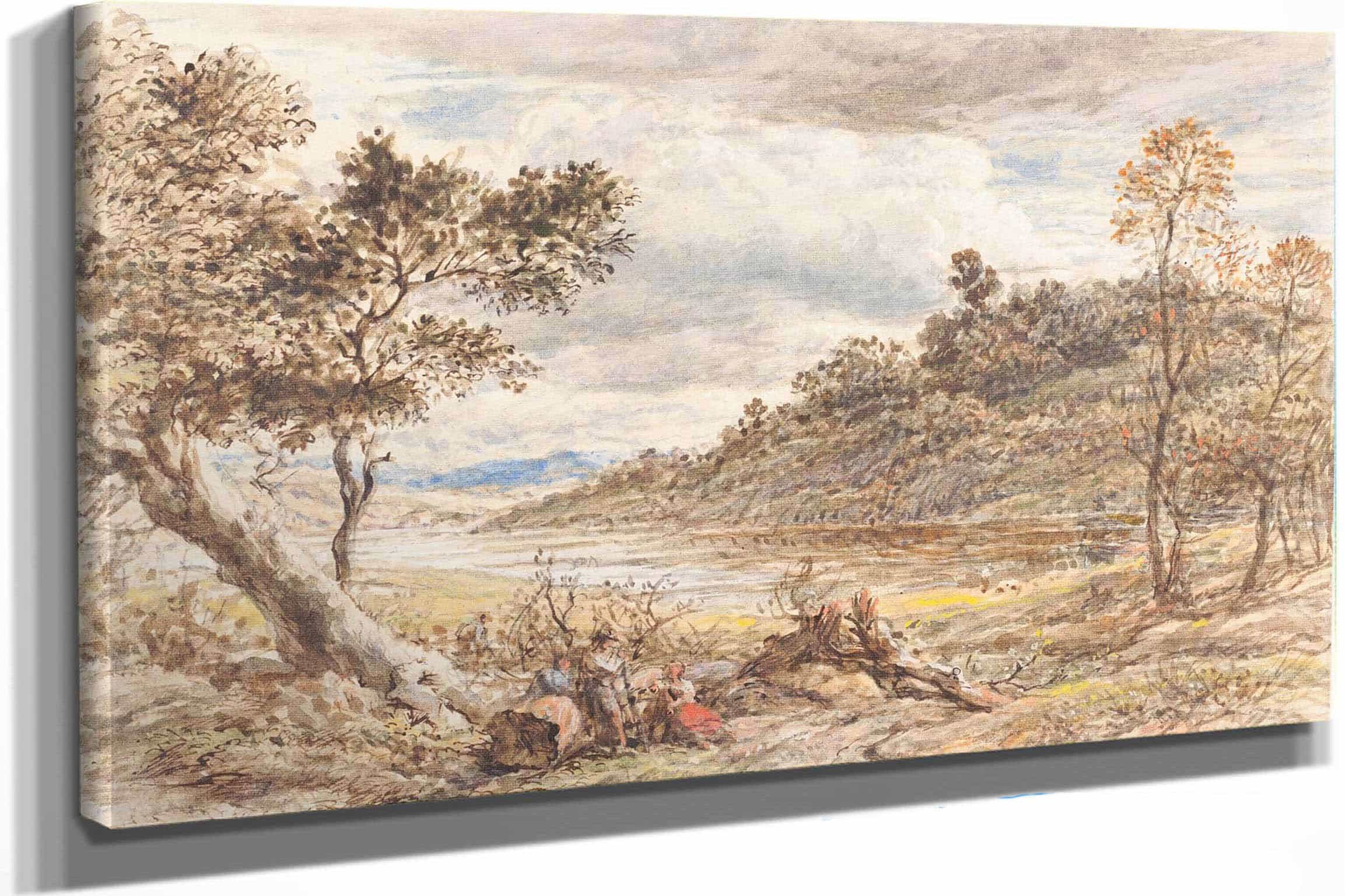 Travelers Resting By A Fallen Tree by John Linnell