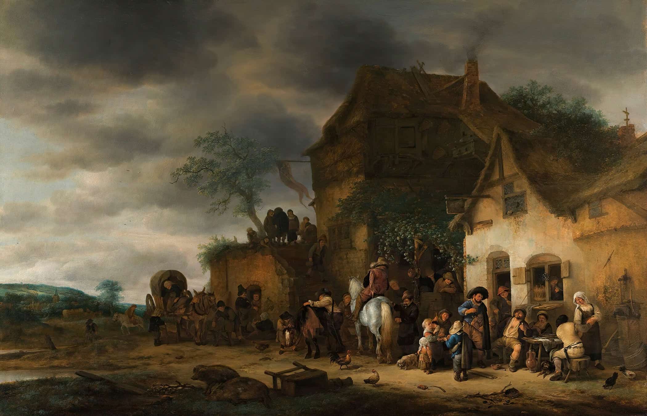 Travellers Halted At A Country Inn By Adriaen Van Ostade