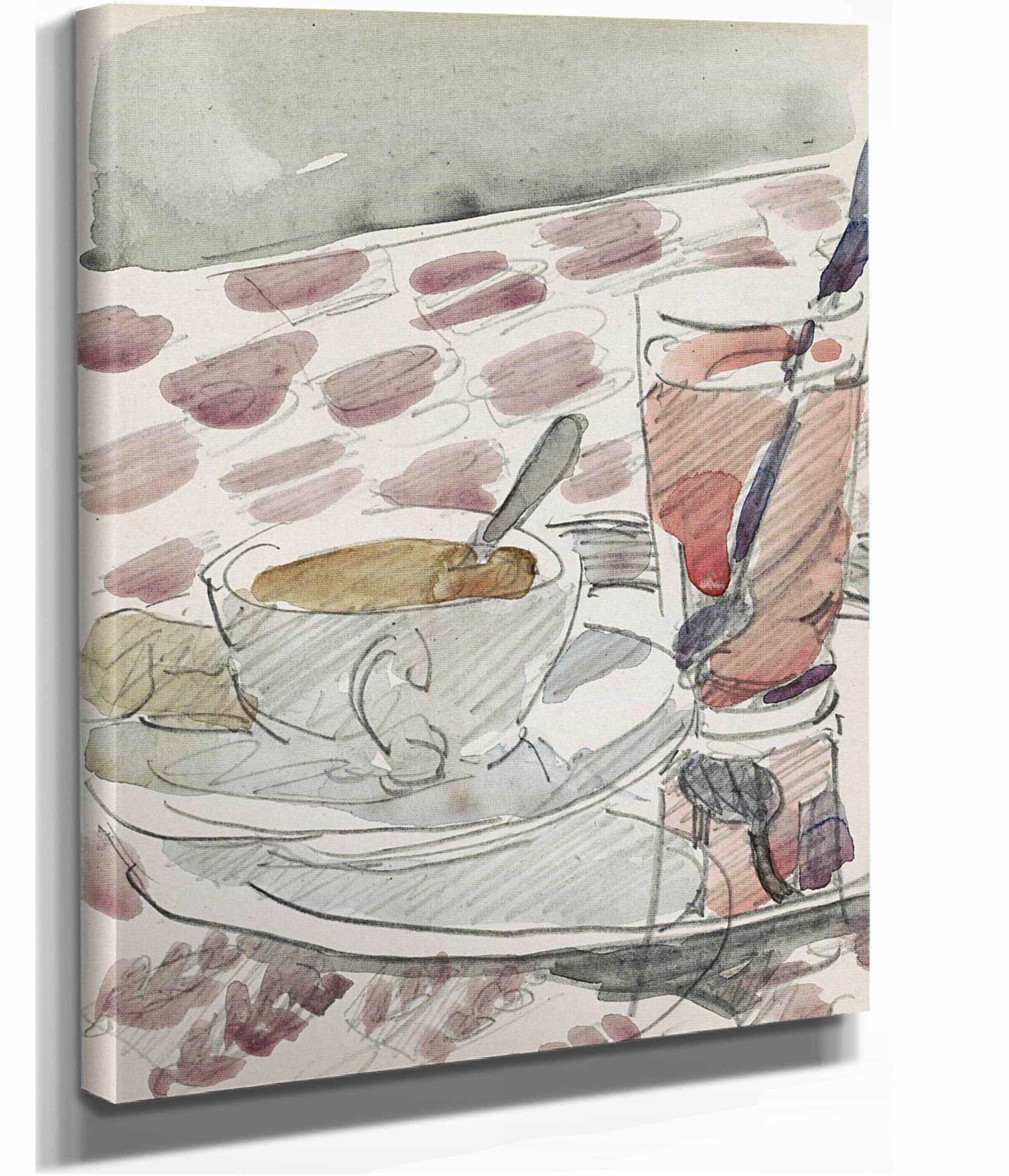 Tray With A Cup Saucer And Glass On A Table by Reijer Stolk