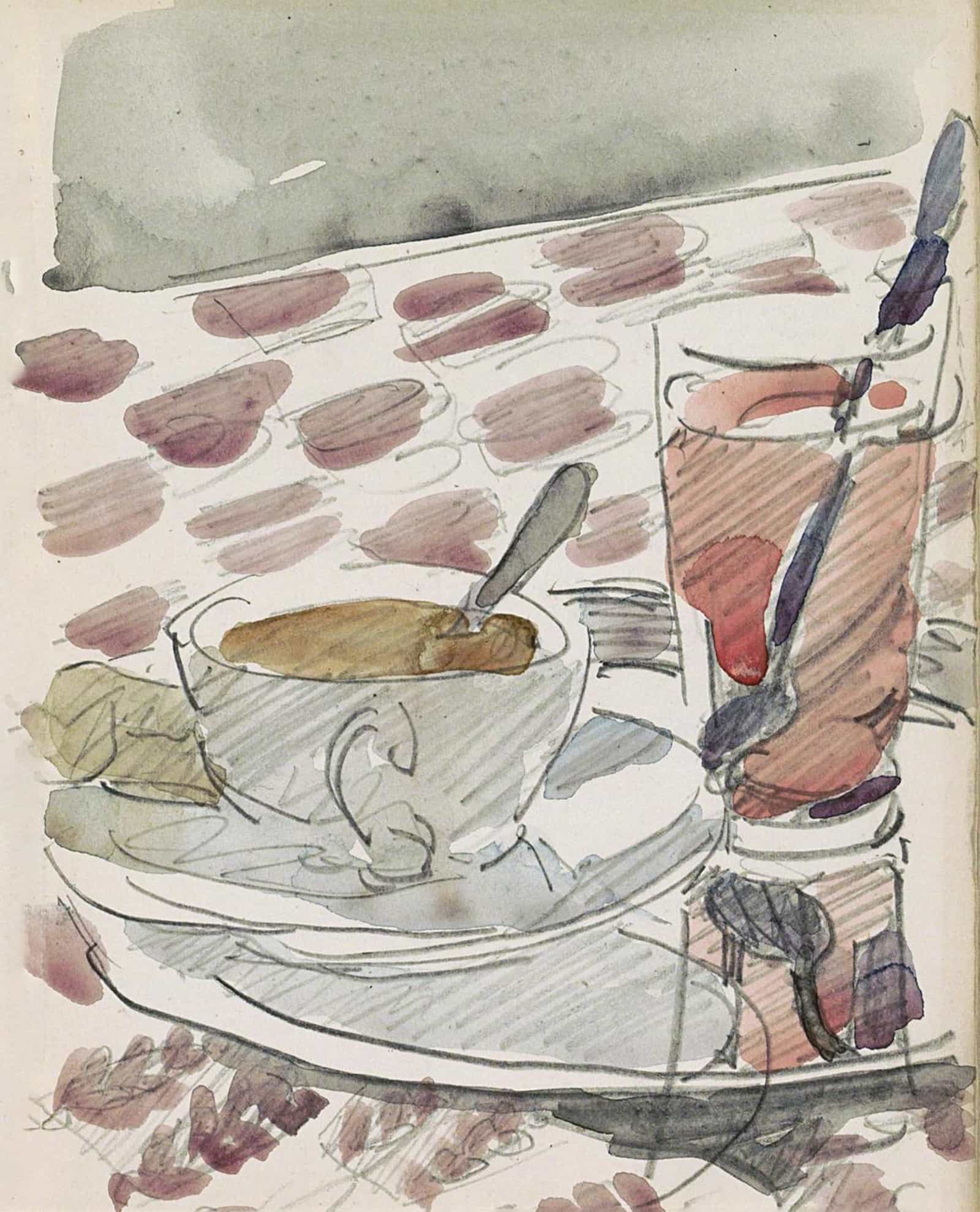 Tray With A Cup Saucer And Glass On A Table by Reijer Stolk