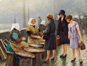 Tre Unge Damer Kober Friske Fisk Pa Gammel Strand by Paul Fischer
