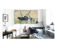 Trois Bateaux Et Un Marin Etude Pour Lechouage A Grandcamp by Georges Seurat