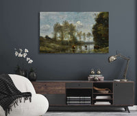 Trois Vaches Dans Un Marais by Jean Baptiste Camille Corot