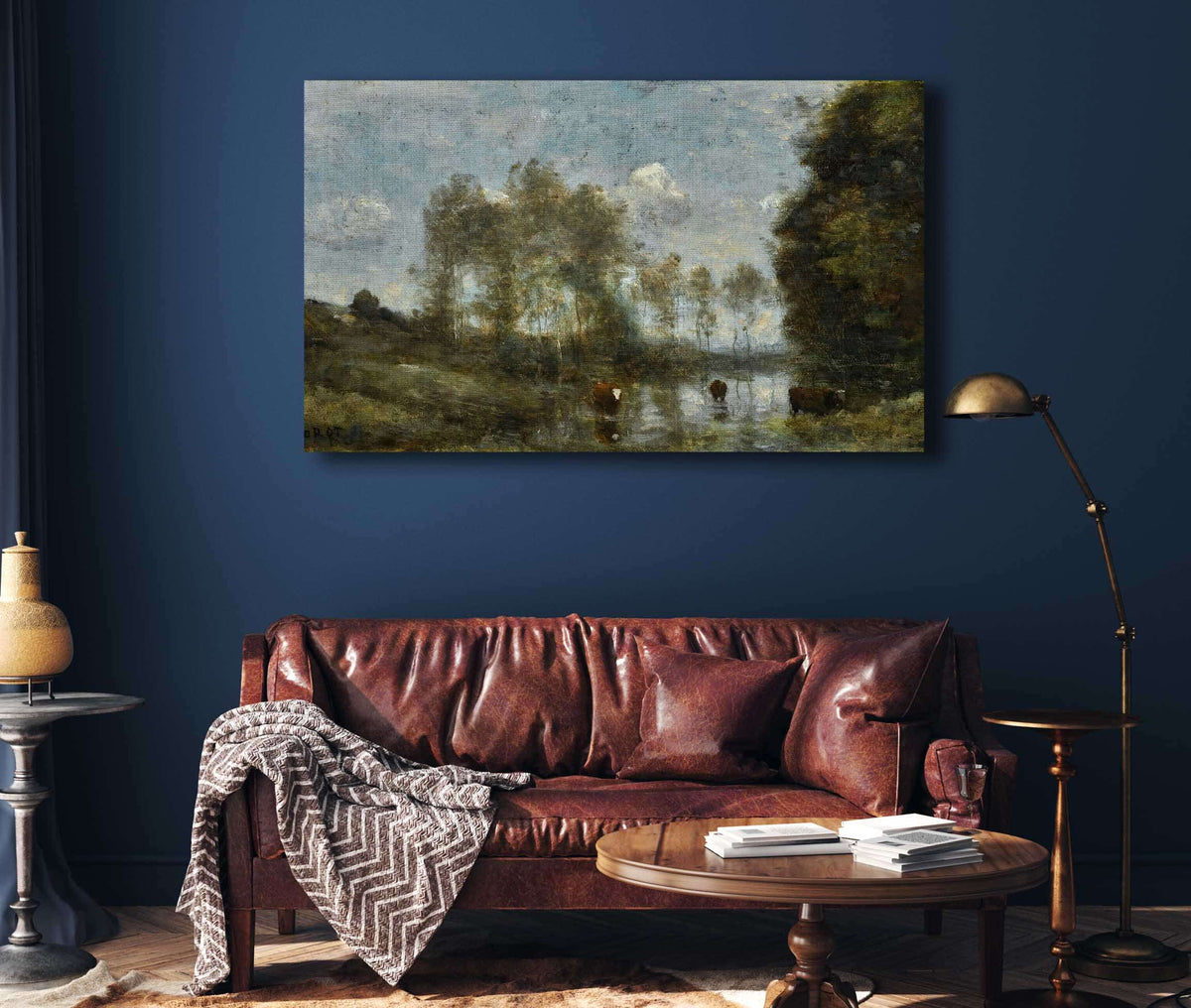 Trois Vaches Dans Un Marais by Jean Baptiste Camille Corot