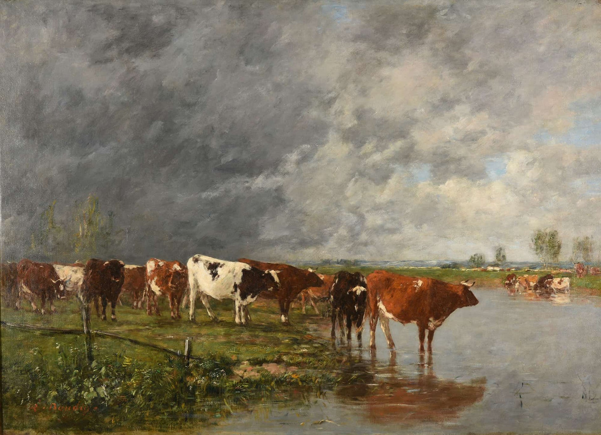 Troupeau Sabreuvant by Eugene Boudin