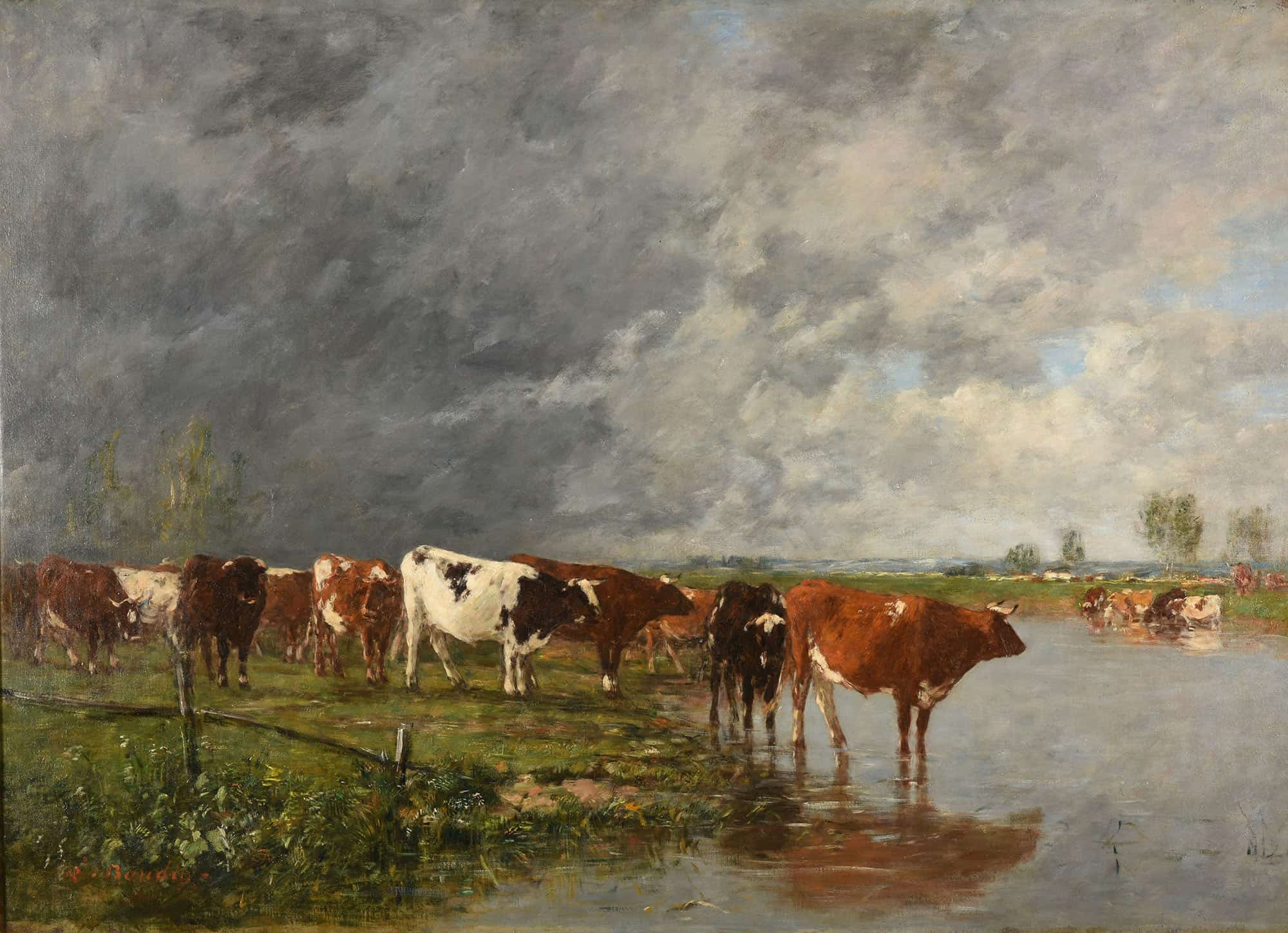 Troupeau Sabreuvant by Eugene Boudin