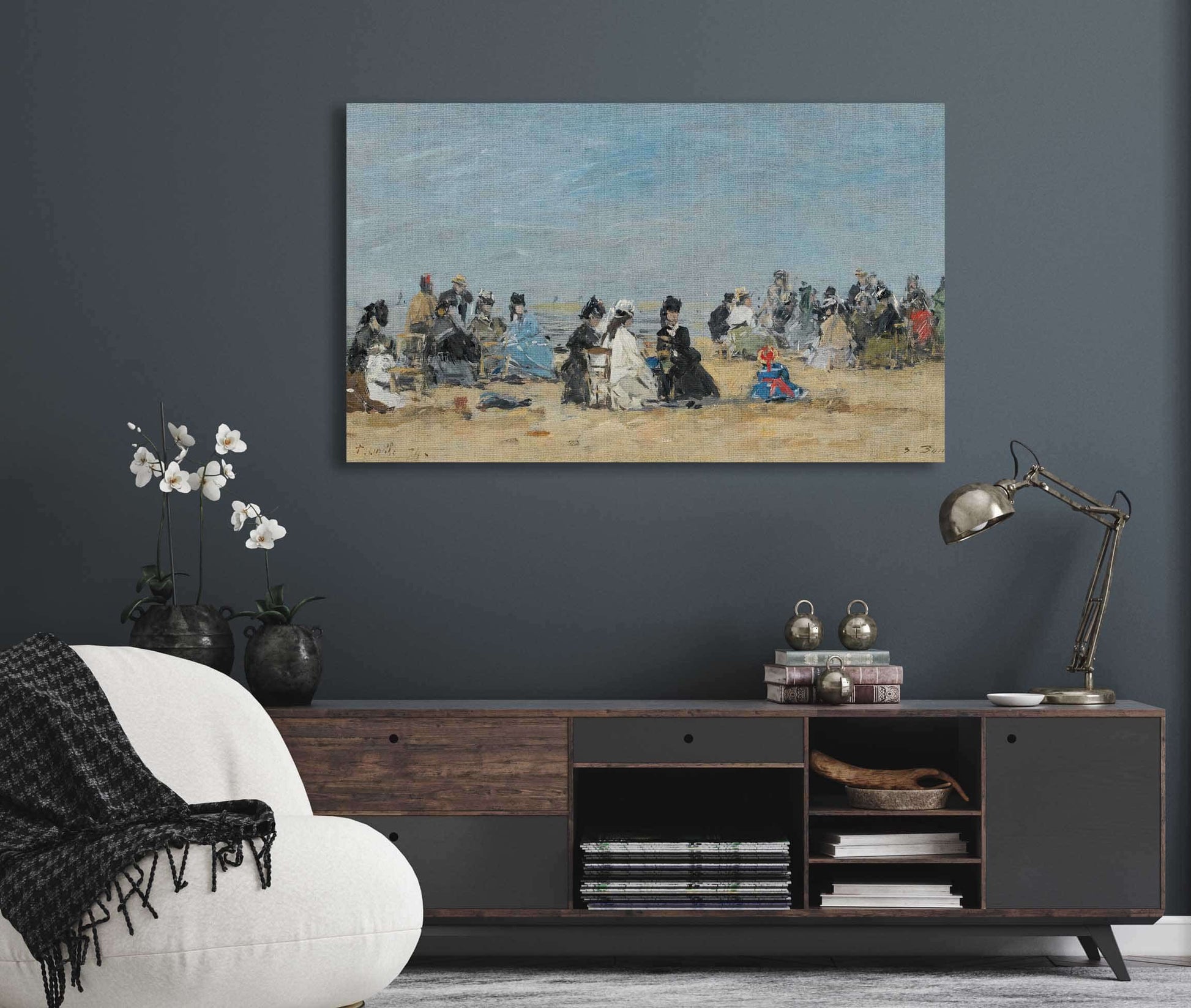 Trouville Scene De Plage by Eugene Boudin