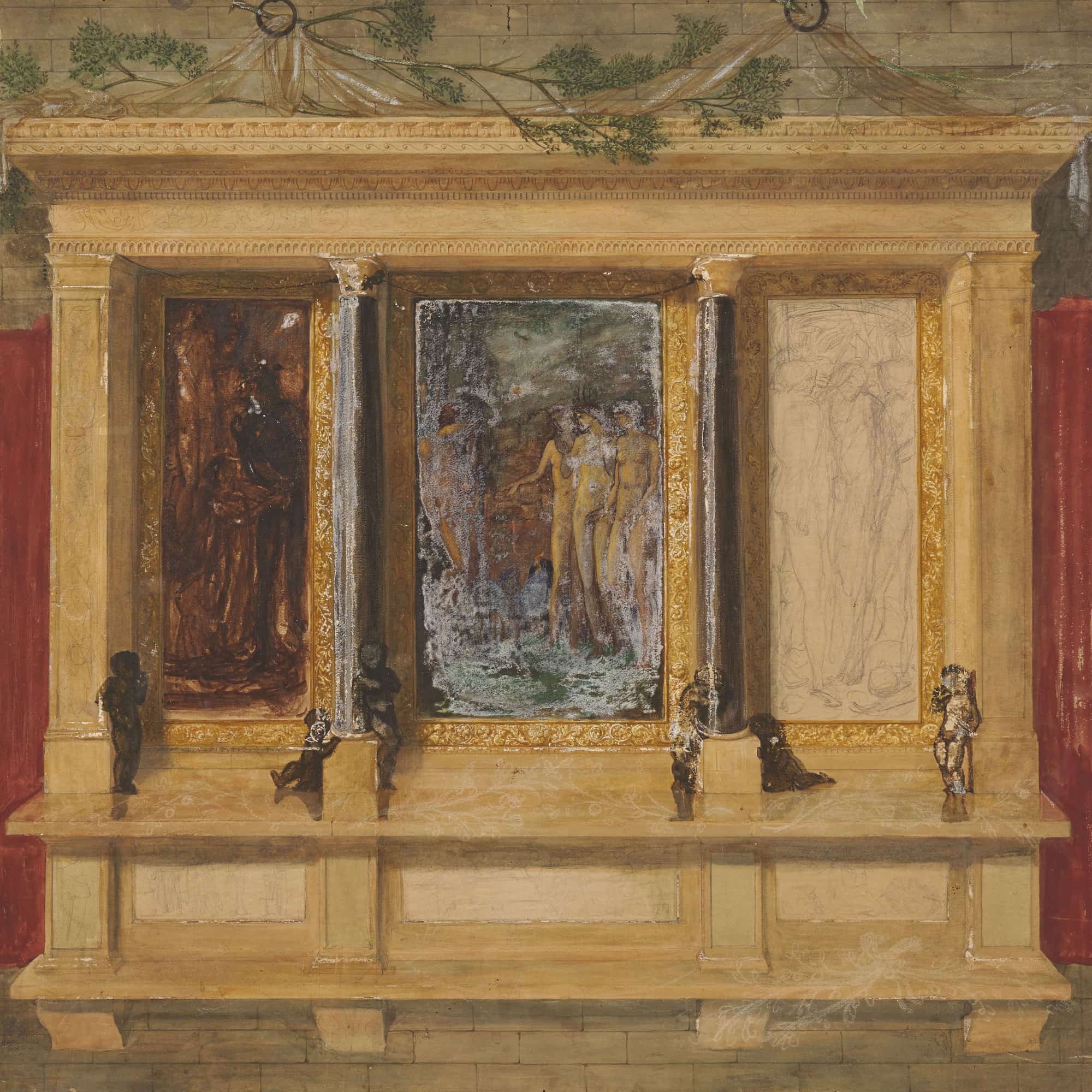 Troy Triptych Compositional Study by Sir Edward Coley Burne Jones