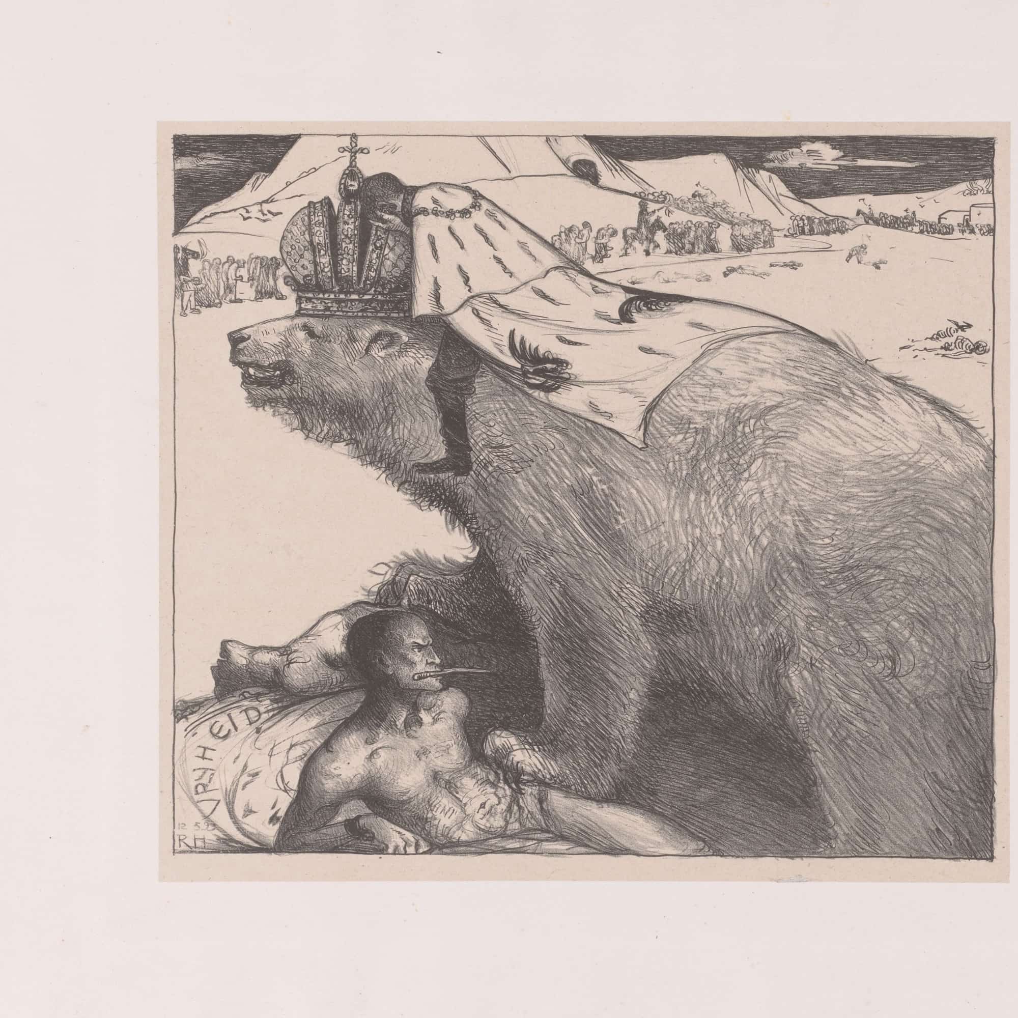 Tsaar Nicolaas Ii Van Rusland Op De Russische Beer by Richard Nicolaus Roland Holst