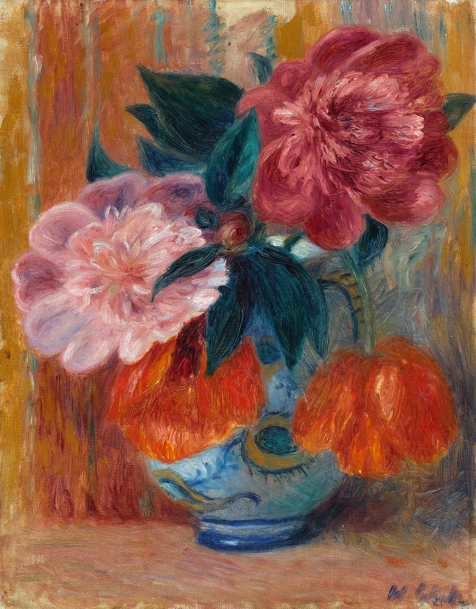 Tulips And Peonies In Pitcher   by William James Glackens