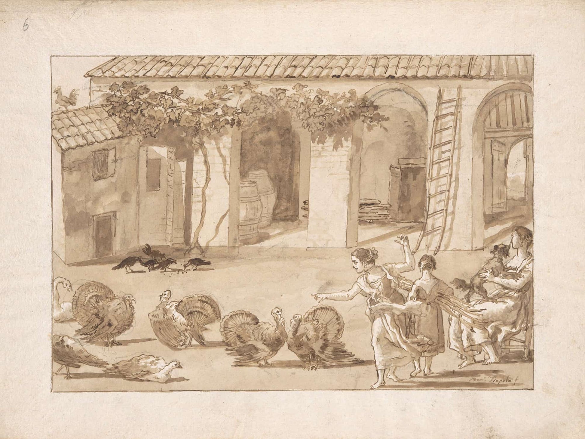 Turkeys In A Venetian Farmyard The Third Of Contemporary Life by Giovanni Domenico Tiepolo