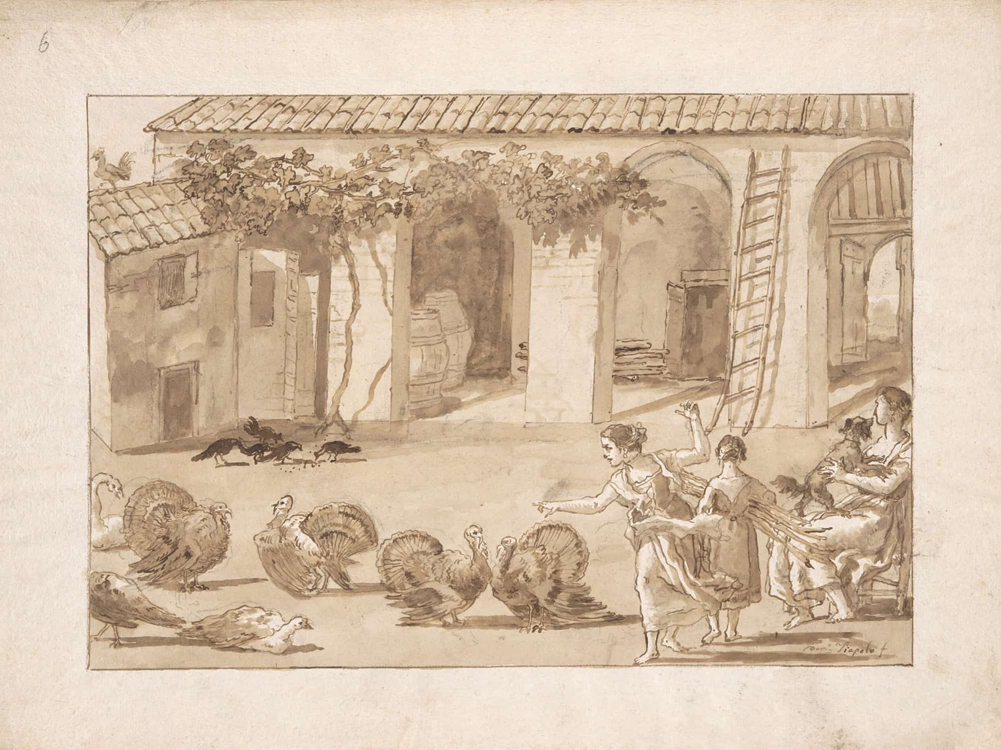Turkeys In A Venetian Farmyard The Third Of Contemporary Life by Giovanni Domenico Tiepolo