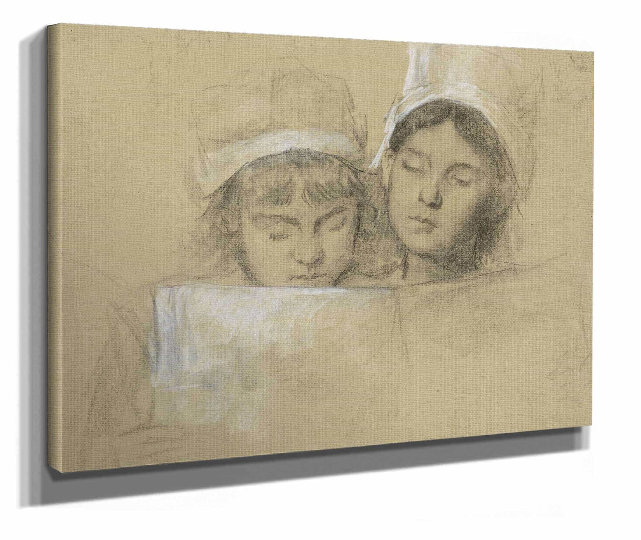 Twee Meisjes Met Witte Mutsen Lezend In Een Boek by Therese Schwartze