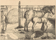Twee Paarden Bij Een Hooiruif In Een Stal by Richard Nicolaus Roland Holst