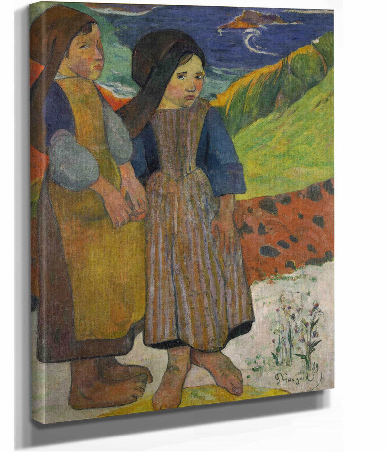 Two Breton Girls By The Sea by Paul Gauguin