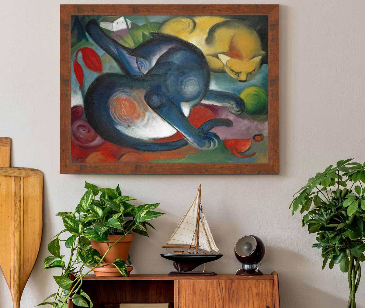 Two Cats Blue And Yellow by Franz Marc