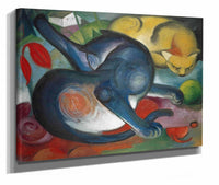 Two Cats Blue And Yellow by Franz Marc
