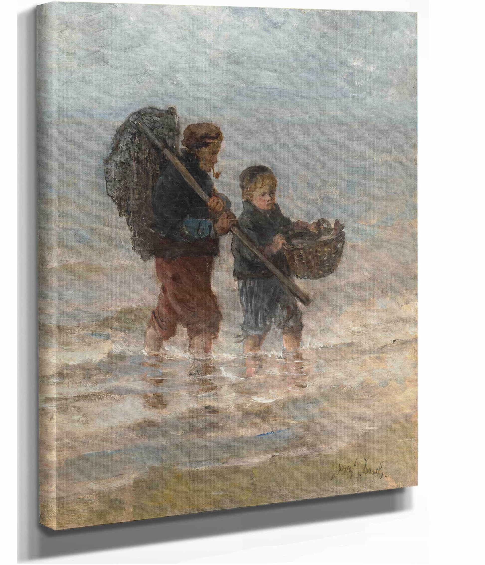 Two Children Wading by Jozef Israels