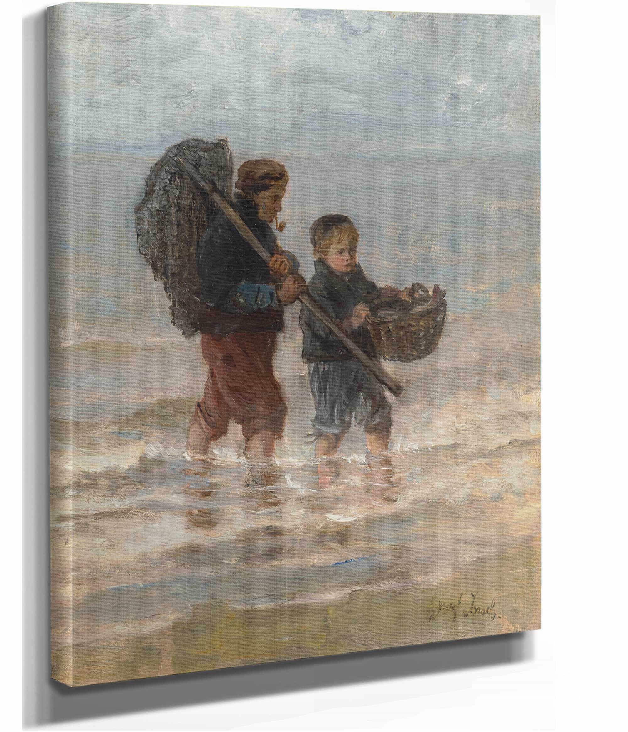 Two Children Wading by Jozef Israels