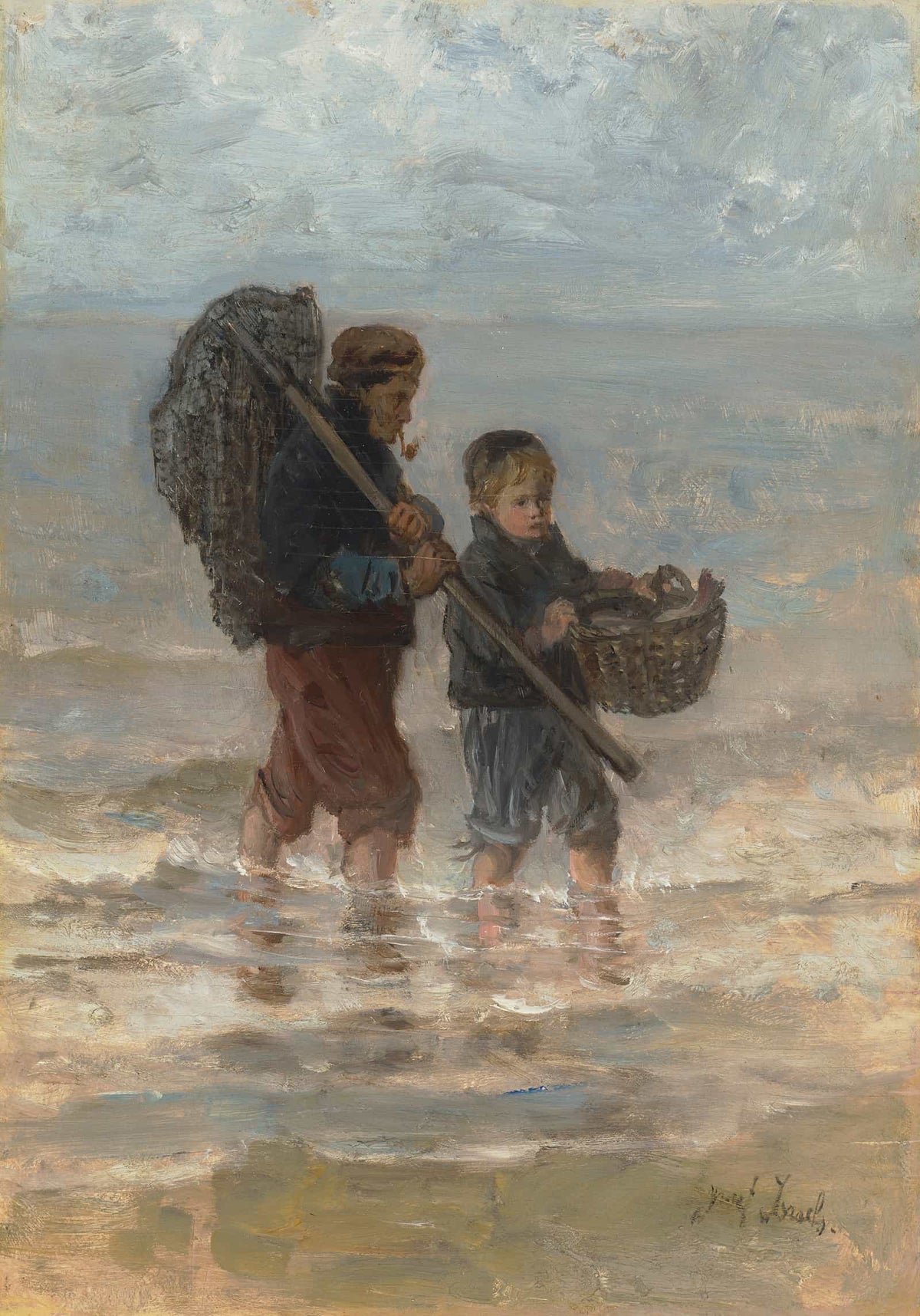 Two Children Wading by Jozef Israels