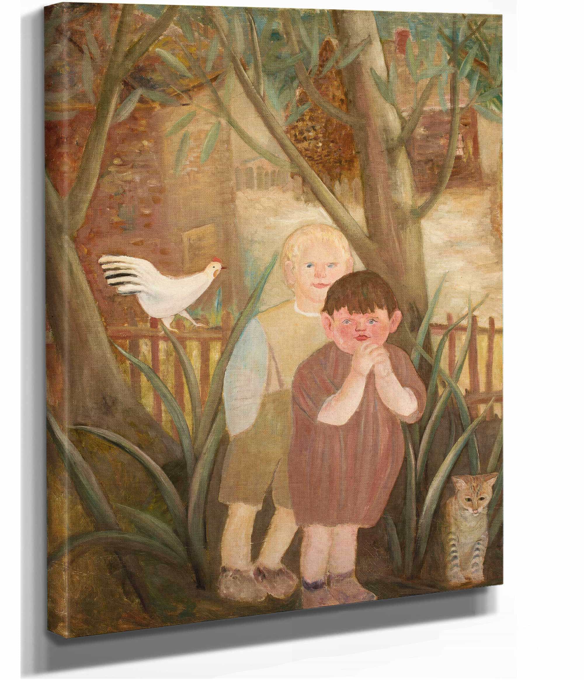 Two Children With A Cat by Tadeusz Makowski