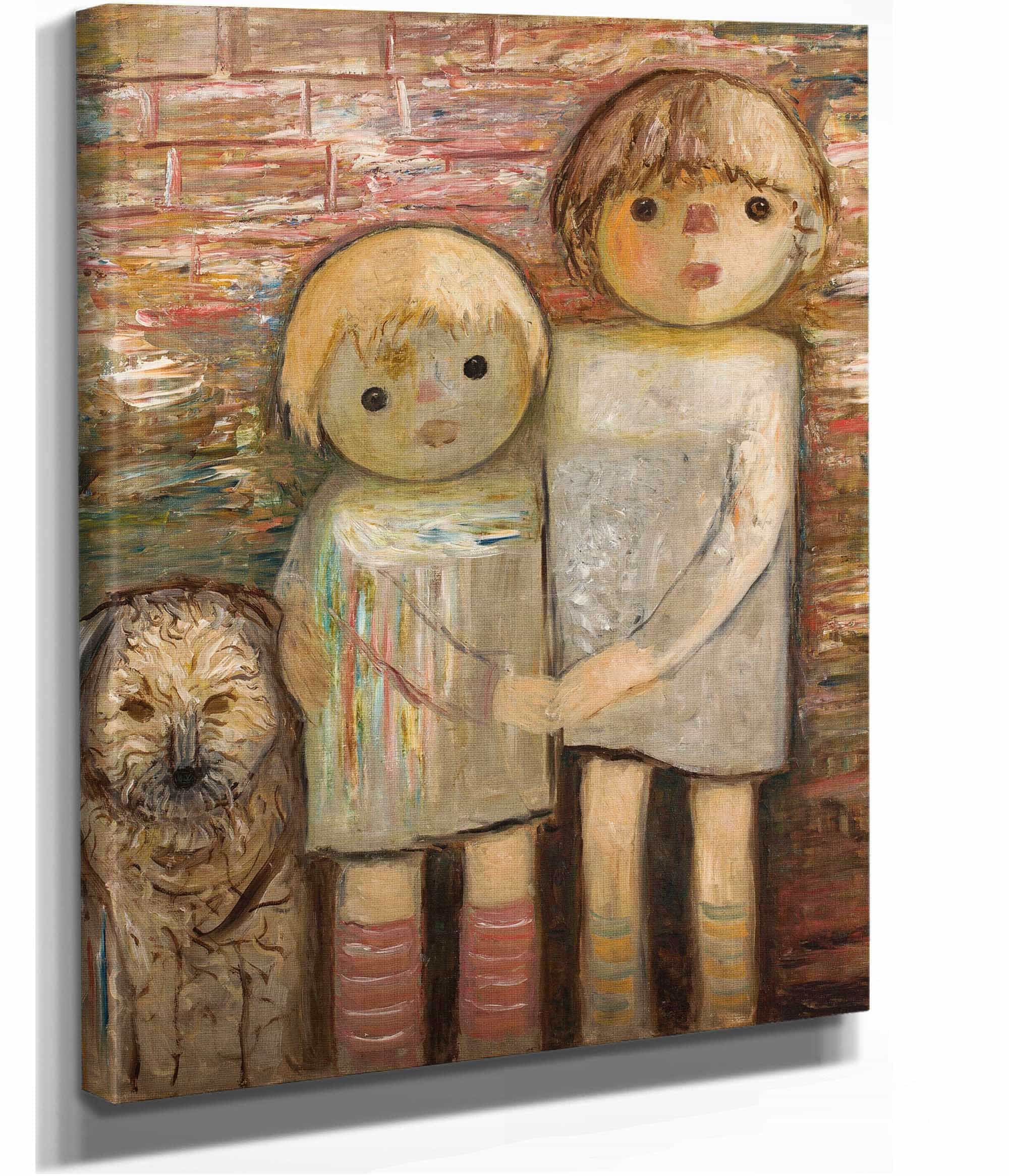 Two Children With A Dog by Tadeusz Makowski