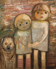 Two Children With A Dog by Tadeusz Makowski