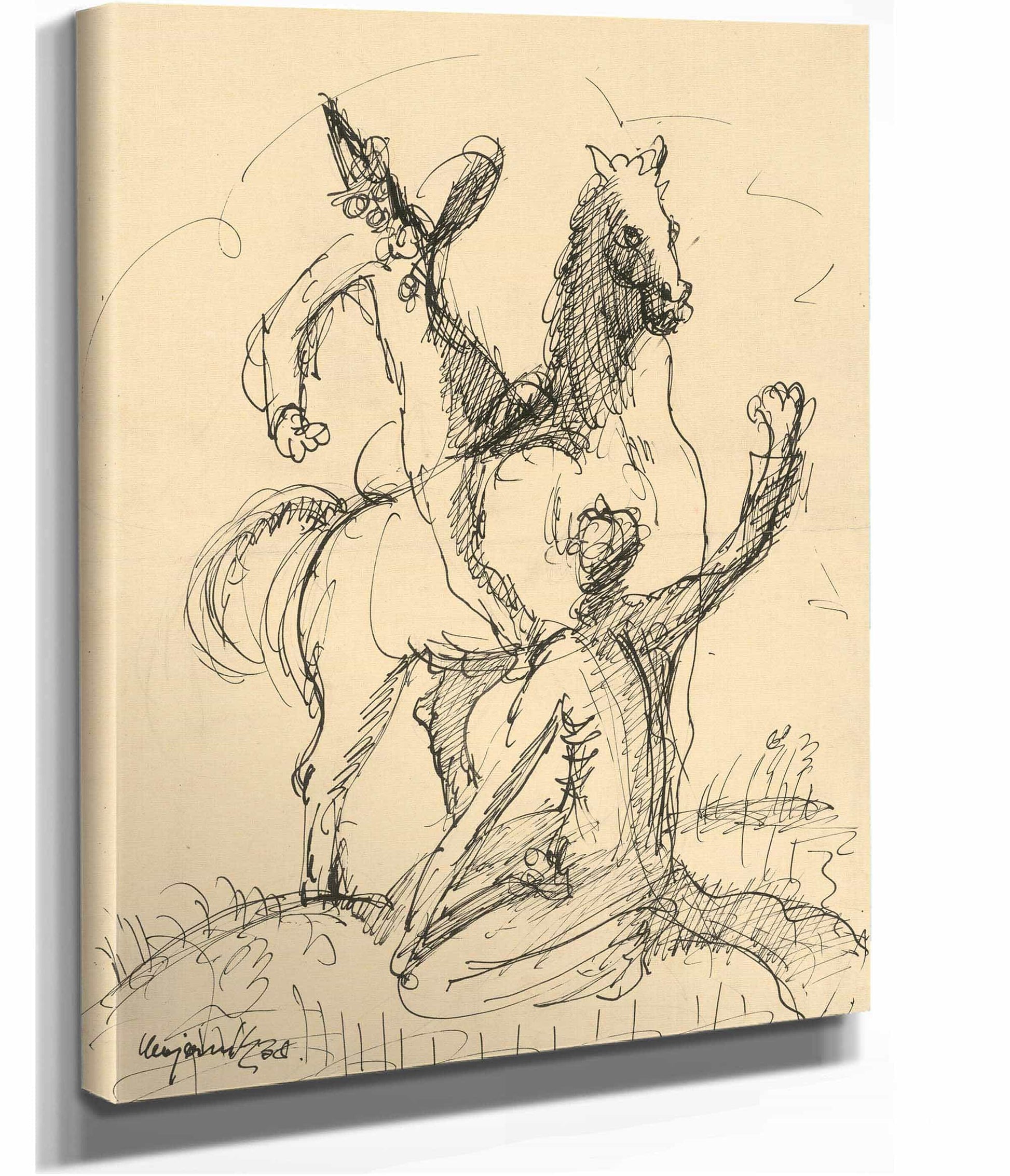 Two Clowns With A Horse by Cyprian Majernik
