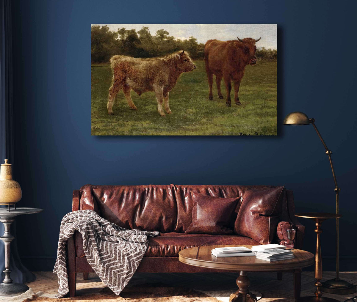 Two Cows Grazing by Rosa Bonheur