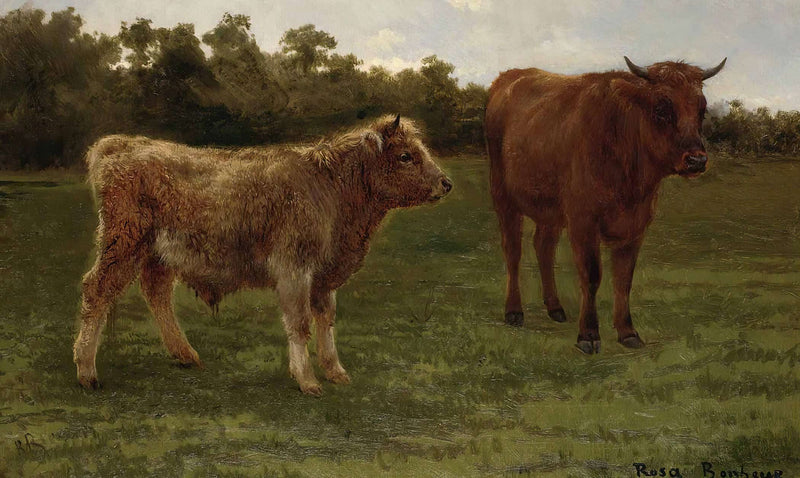 Two Cows Grazing by Rosa Bonheur