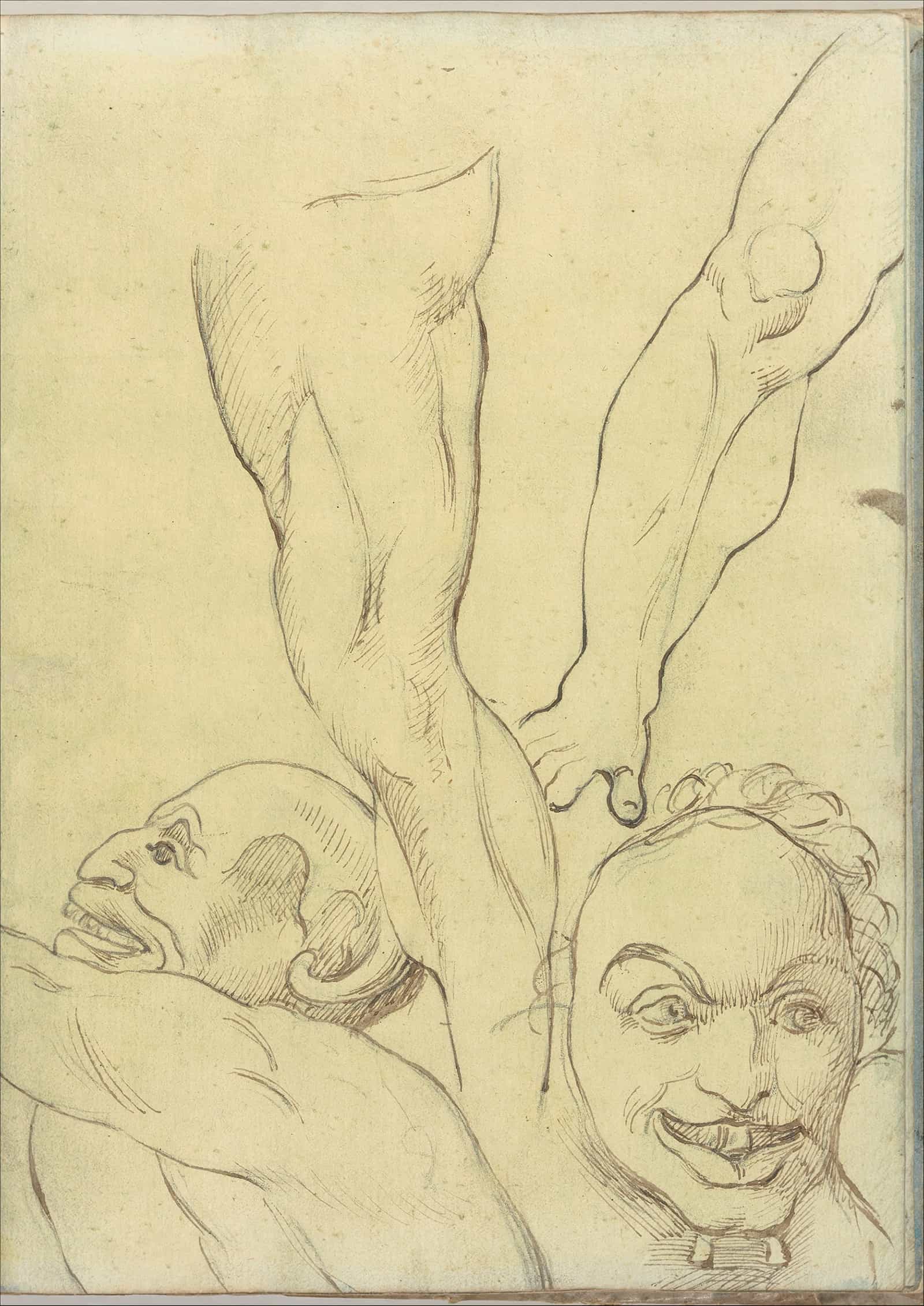 Two Demons And Two Legs Probably After Michelangelo   by Joseph Wright Of Derby
