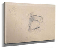 Two Farm Women Kneeling Mid To Late Th Century by Camille Pissarro