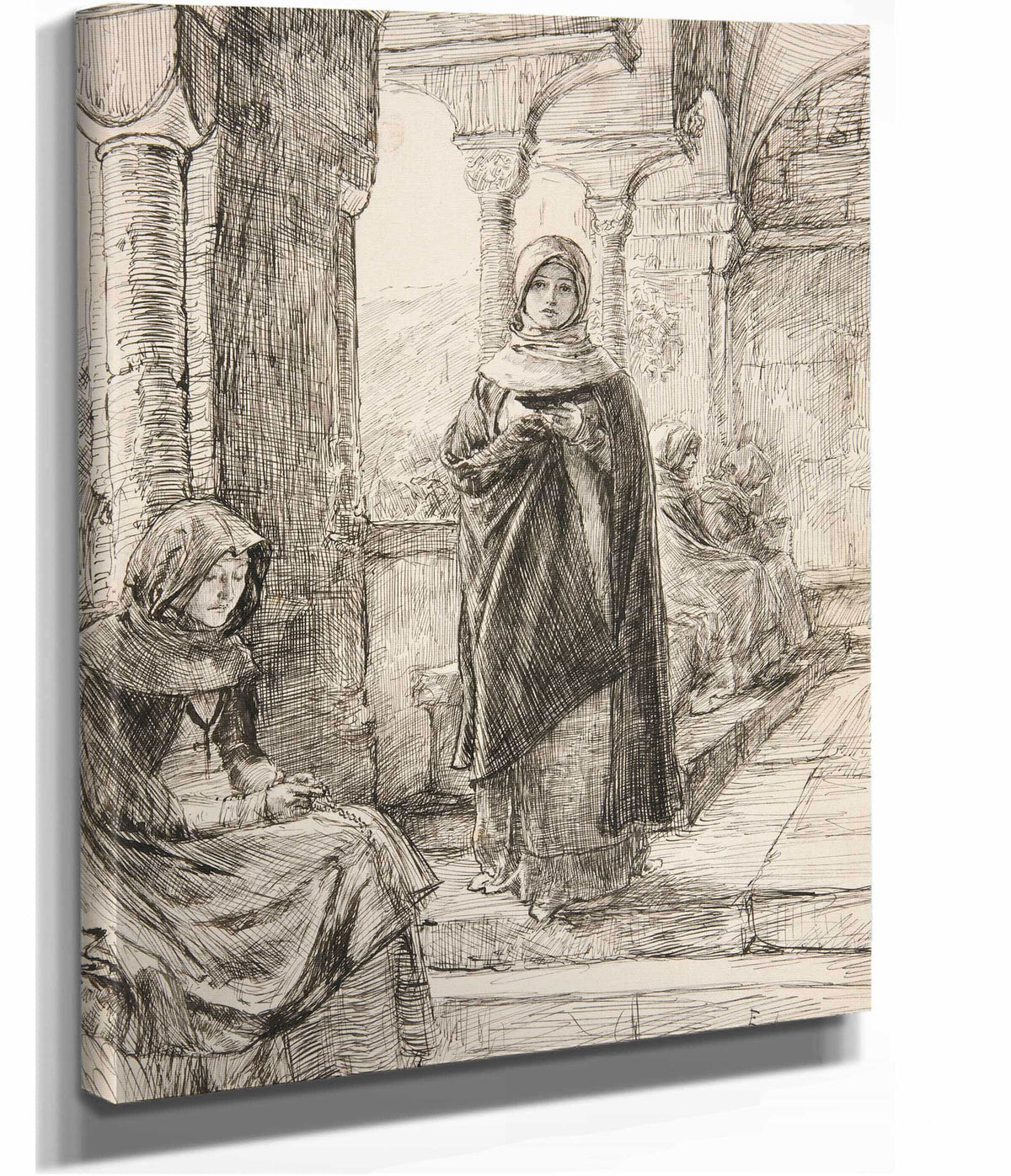 Two Female Figure In Cloister From The Cloister by Edwin Austin Abbey
